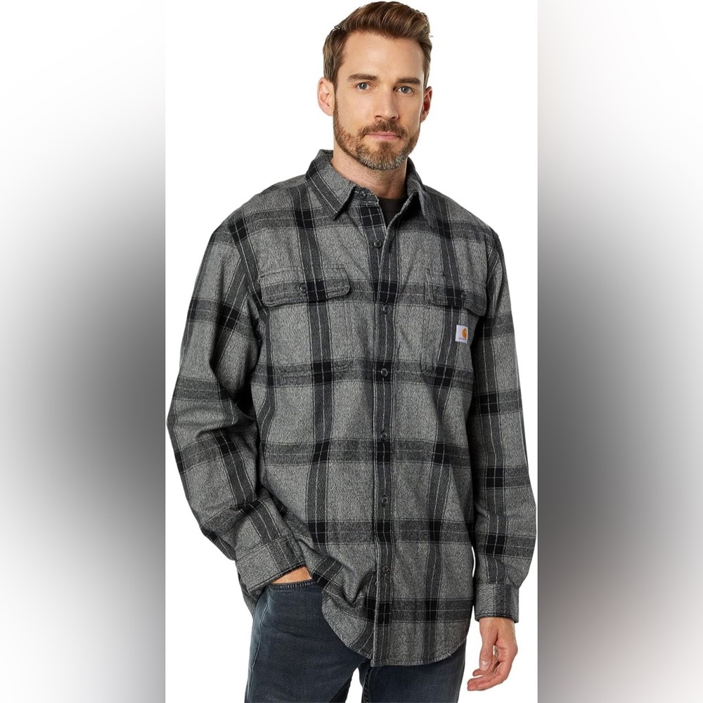 Carhartt Loose Fit Heavyweight Flannel Long-Sleeve Plaid Shirt